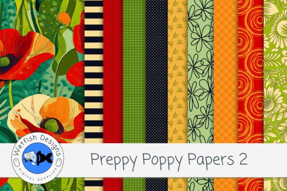 Download Preppy Poppy Digital Background Papers 2 - Digital background Collection
