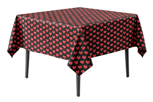 Download Tablecloth with Red Hearts Pattern PNG - Premium Bundle