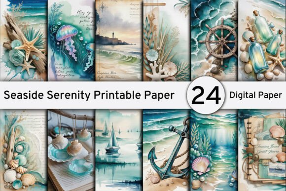 Download Seaside Serenity Printable Paper Pack - Printable paper pack Collection